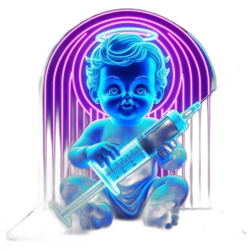 staff, robot, vaporwave, 3d render transparent PNG cut-out