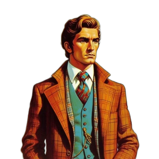 jacket, face, comic book art, concept art transparent PNG cut-out