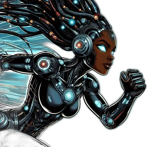 robot, comic book art, concept art, cyberpunk transparent PNG cut-out