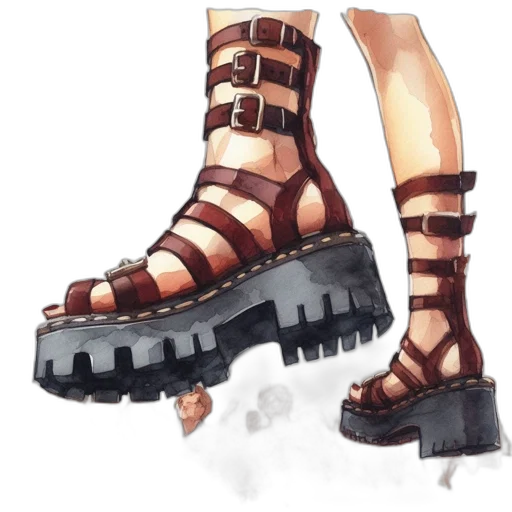 shoes, concept art, watercolor, fantasy art transparent PNG cut-out