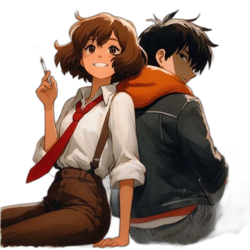 jacket, anime, concept art, pixel art transparent PNG cut-out