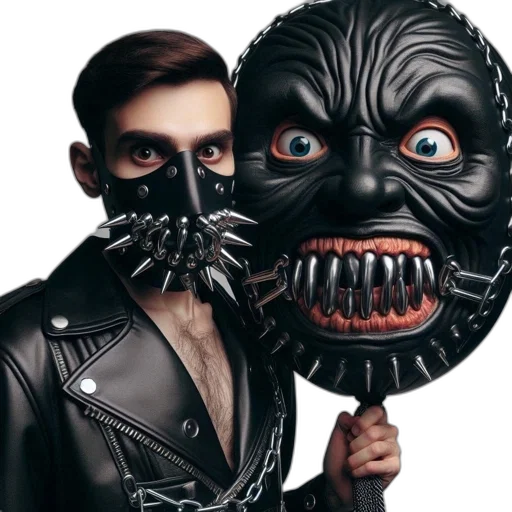 mask, face, creature, jacket transparent PNG cut-out
