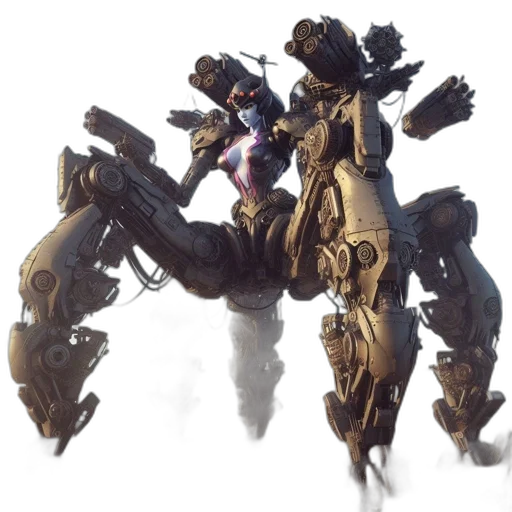 robot, weapon, concept art, 3d render transparent PNG cut-out