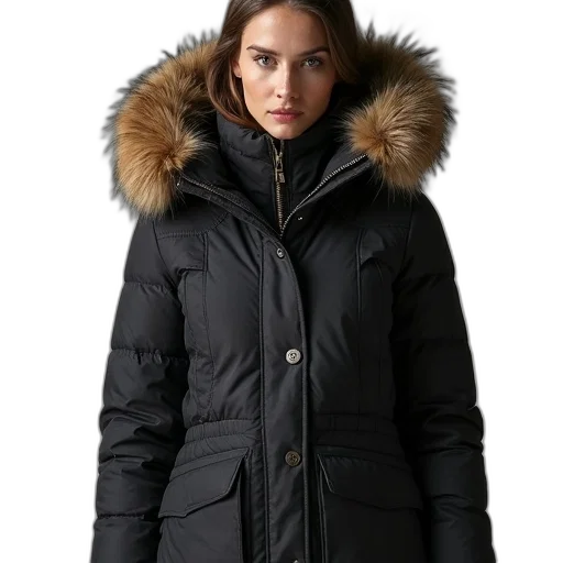 jacket, anora, quilt, hooded transparent PNG cut-out
