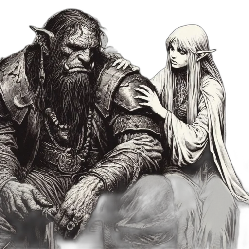 fantasy art, concept art, comic book art, pencil sketch transparent PNG cut-out
