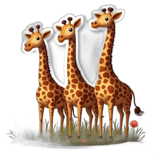 animal, concept art, three, giraffes transparent PNG cut-out