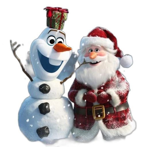 3d render, snow, santa, claus transparent PNG cut-out