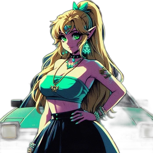 dress, staff, anime, vaporwave transparent PNG cut-out