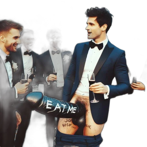 man, blue, tuxedo, champagne transparent PNG cut-out