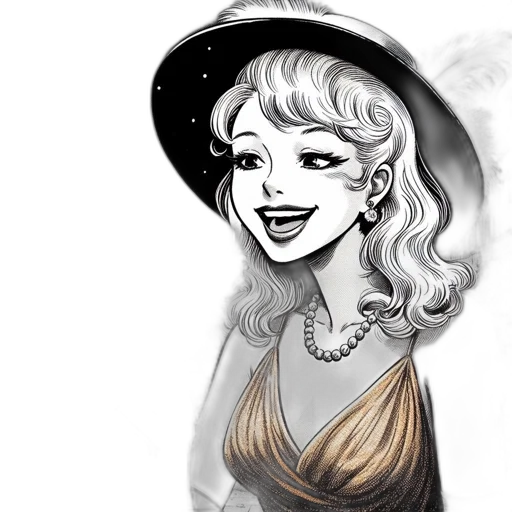 dress, hat, cartoon, comic book art transparent PNG cut-out