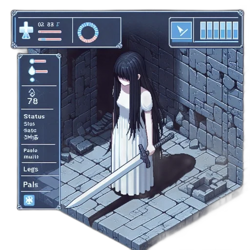 dress, robot, weapon, staff transparent PNG cut-out