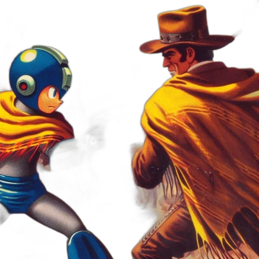 comic book art, concept art, fog, robot transparent PNG cut-out