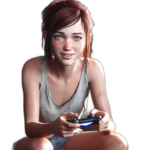 face, dress, weapon, photorealistic transparent PNG cut-out