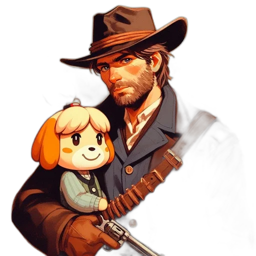 weapon, staff, jacket, hat transparent PNG cut-out