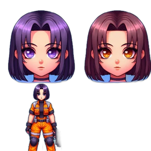 pixel art, concept art, 3d render, anime transparent PNG cut-out