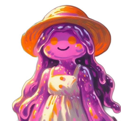 dress, hat, creature, flower transparent PNG cut-out