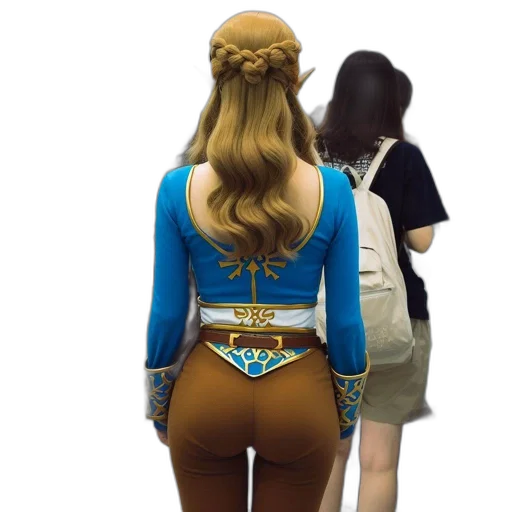 jacket, dress, staff, hair transparent PNG cut-out