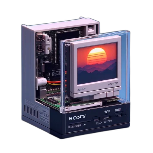 robot, weapon, vaporwave, 3d render transparent PNG cut-out