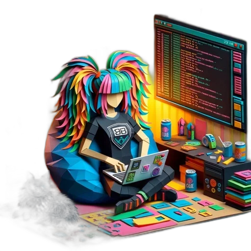 cyberpunk, concept art, pixel art, 3d render transparent PNG cut-out