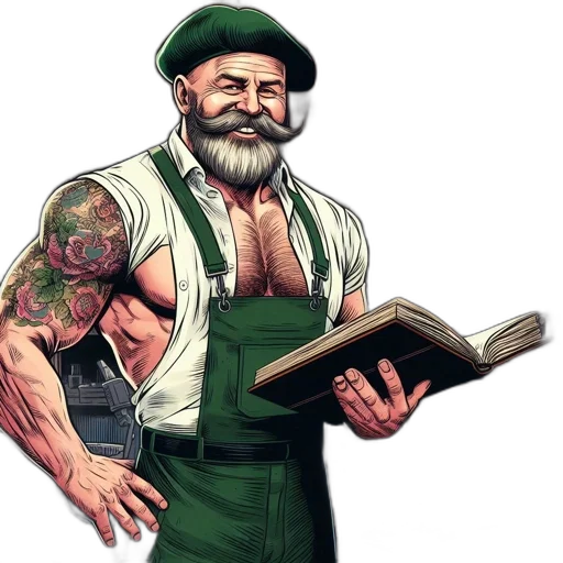 comic book art, fantasy art, concept art, elderly transparent PNG cut-out