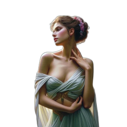 dress, crown, jewelry, fantasy art transparent PNG cut-out