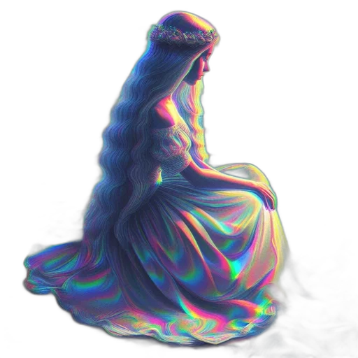 dress, hair, crown, creature transparent PNG cut-out