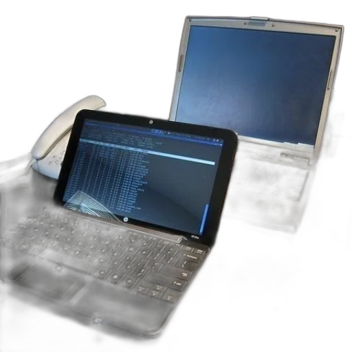 3d render, small, laptop, sits transparent PNG cut-out