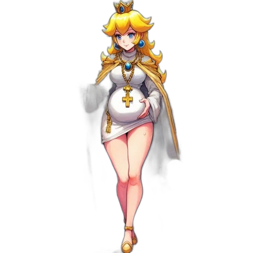 dress, staff, crown, pixel art transparent PNG cut-out