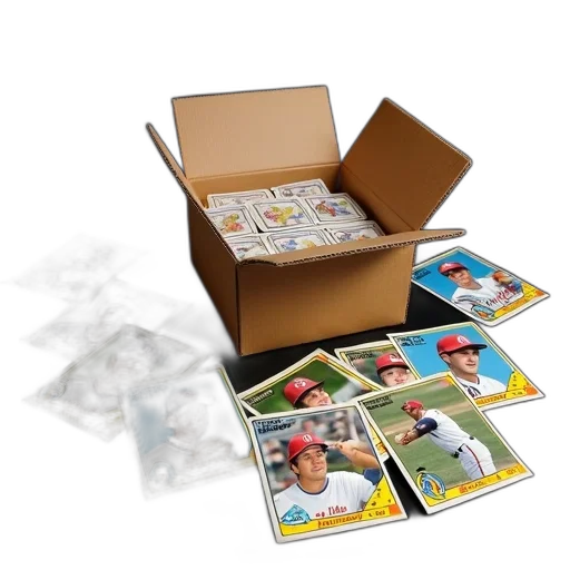 collection, baseball, cards, displayed transparent PNG cut-out