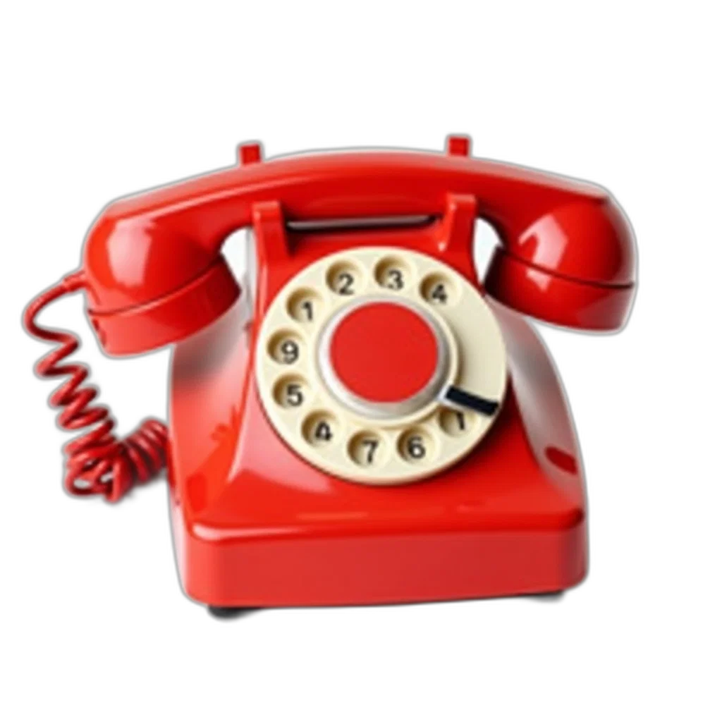 bright, red, vintage, rotary transparent PNG cut-out