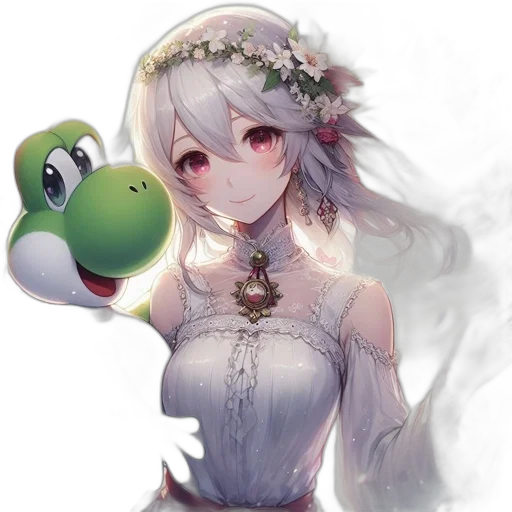 dragon, dress, flower, crown transparent PNG cut-out