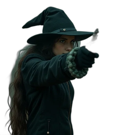 weapon, staff, hat, jacket transparent PNG cut-out