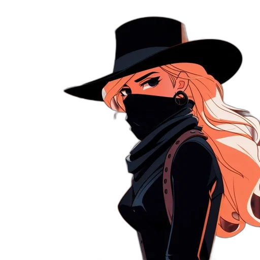 hat, mask, jacket, comic book art transparent PNG cut-out