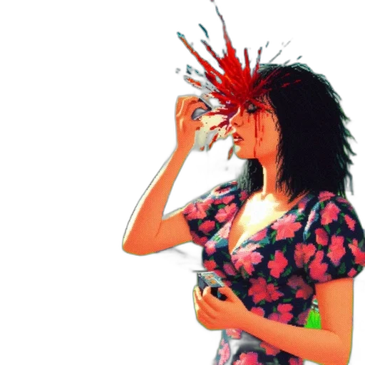 hair, dress, bottle, staff transparent PNG cut-out
