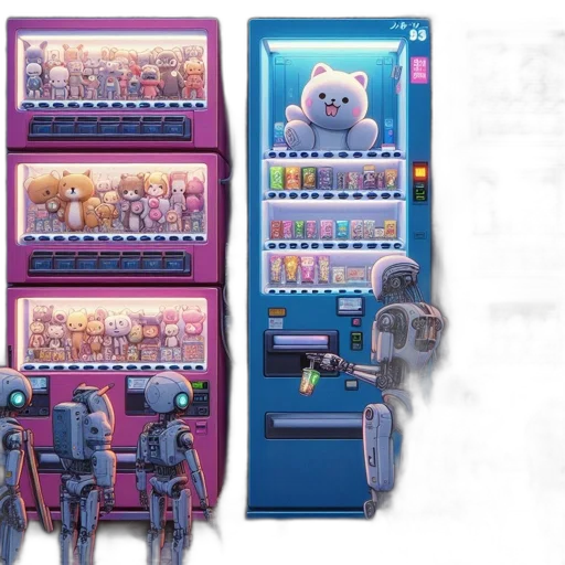 robot, concept art, 3d render, vaporwave transparent PNG cut-out
