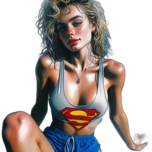 face, dress, comic book art, oil painting transparent PNG cut-out