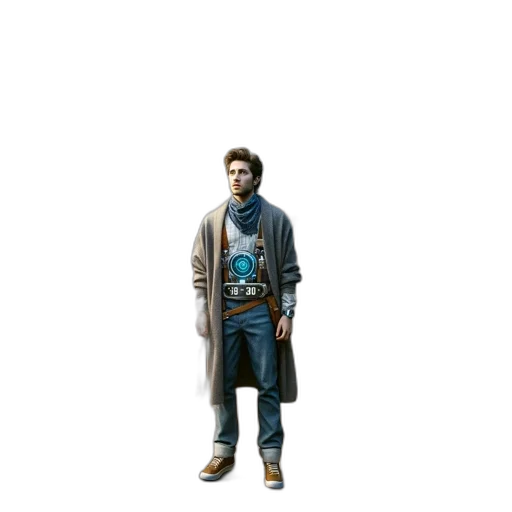 jacket, staff, robot, concept art transparent PNG cut-out