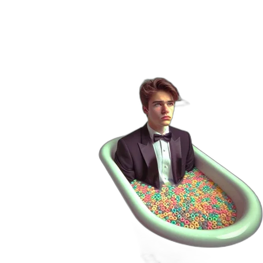 food, vaporwave, 3d render, underwater transparent PNG cut-out