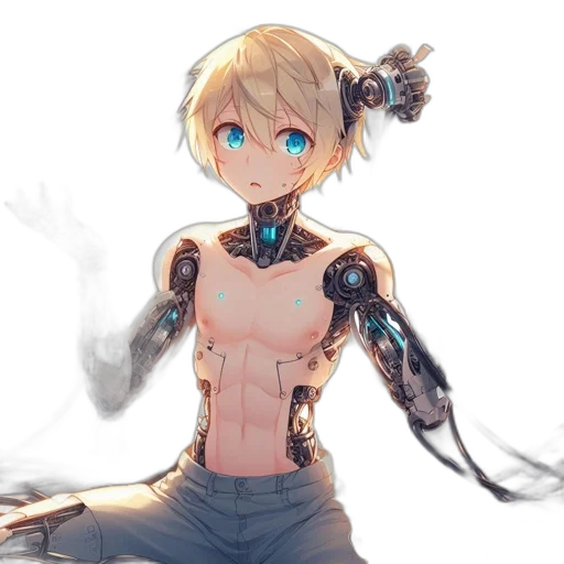 robot, dress, weapon, staff transparent PNG cut-out