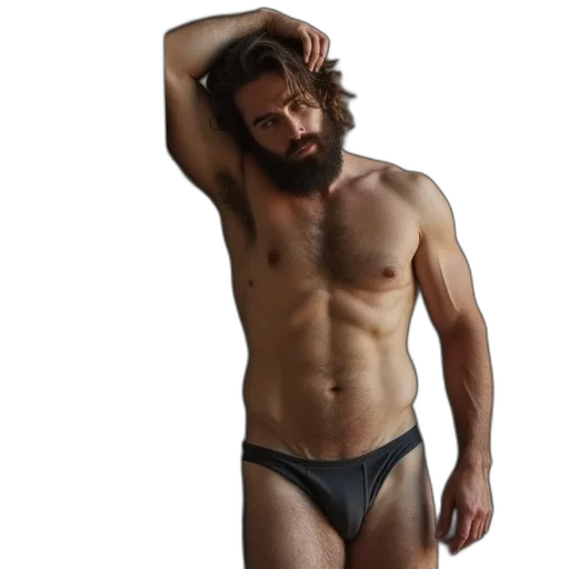 hair, creature, photorealistic, shirtless transparent PNG cut-out