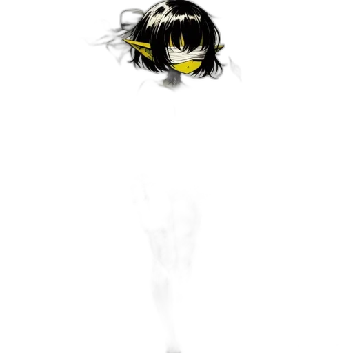 mask, creature, hair, staff transparent PNG cut-out