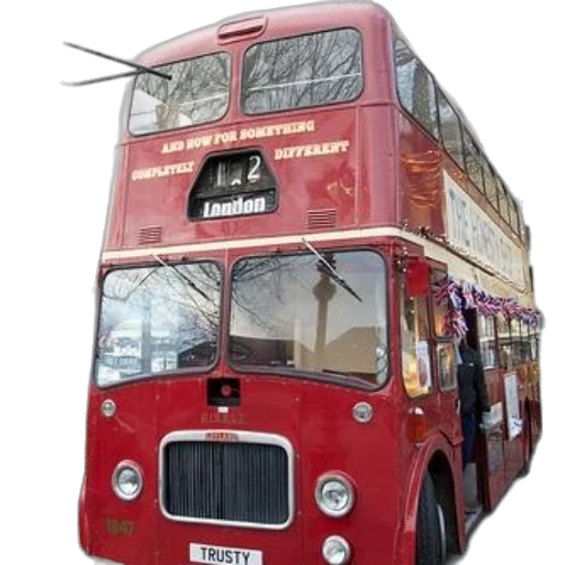 photorealistic, 3d render, red, double-decker transparent PNG cut-out