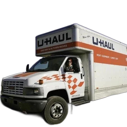 car, 3d render, u-haul, truck transparent PNG cut-out