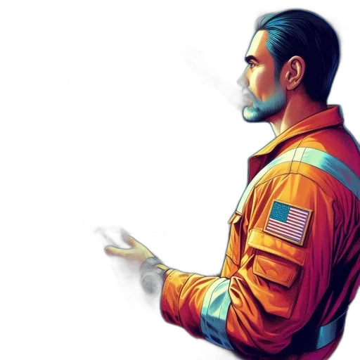 jacket, robot, concept art, comic book art transparent PNG cut-out