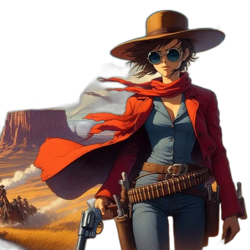 jacket, weapon, hat, concept art transparent PNG cut-out
