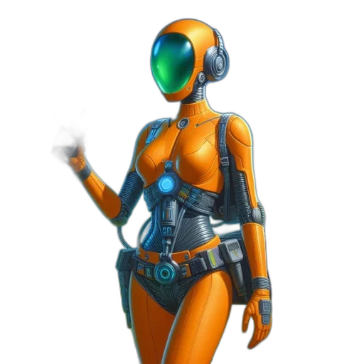 robot, jacket, mask, weapon transparent PNG cut-out