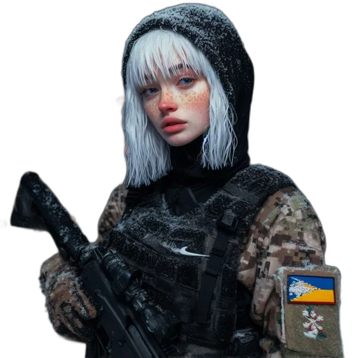 jacket, weapon, face, robot transparent PNG cut-out
