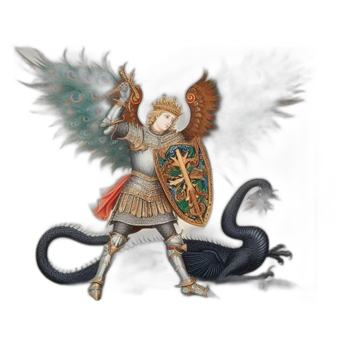 dragon, staff, sword, fantasy art transparent PNG cut-out