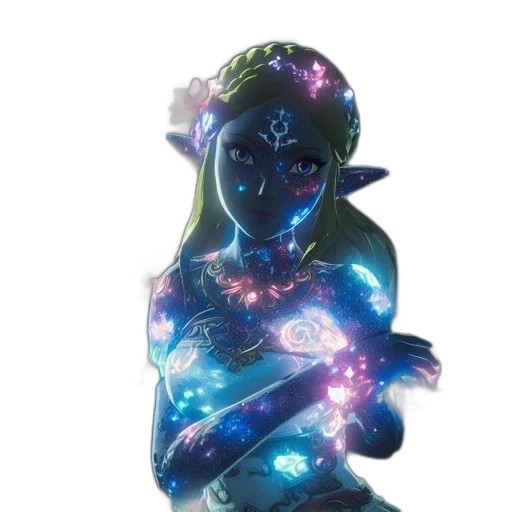 dress, creature, staff, crown transparent PNG cut-out