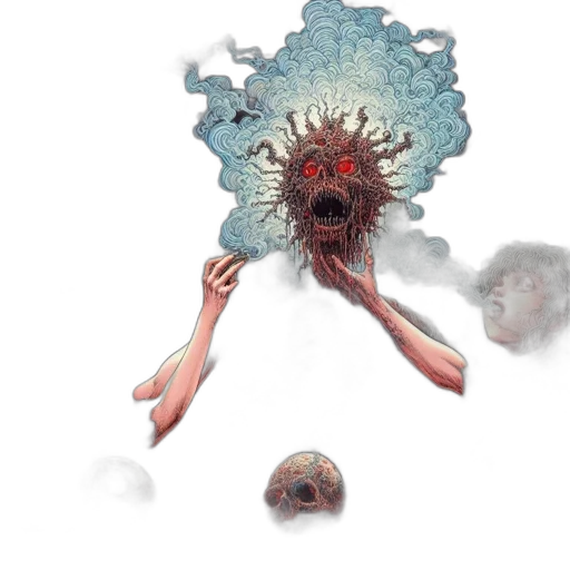 creature, mask, hair, flower transparent PNG cut-out